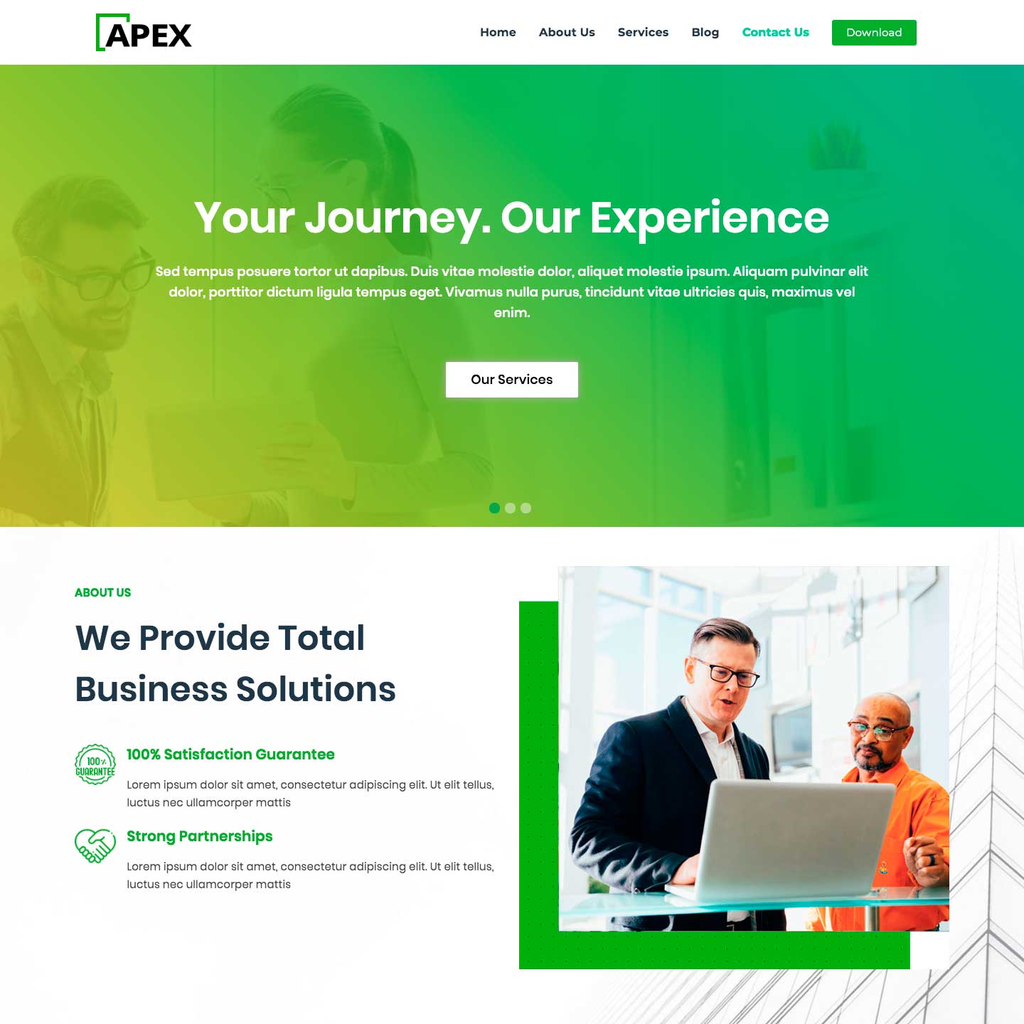 Apex Business, a free fully flexible Multi-Concept theme